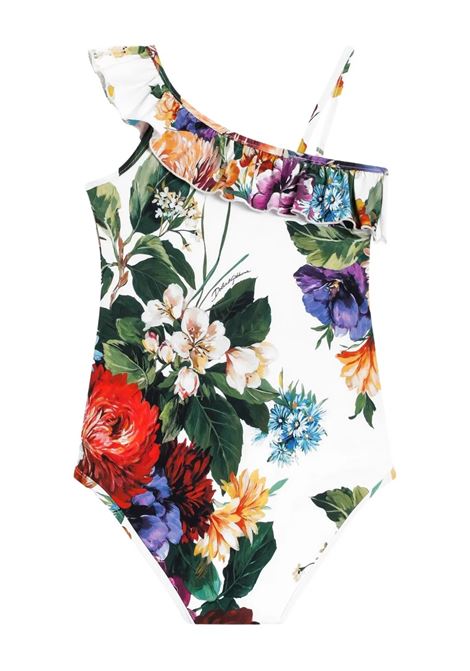One-Piece Swimsuit with Ruffle and Floral Print DOLCE & GABBANA KIDS | L5J838-ON084HA5PC